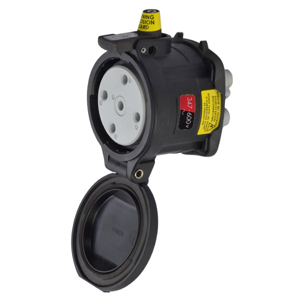 35-64187-C-K14-HAZ - DS100C RECEPTACLE POLY BLACK SIZE 4 TYPE 4X 3P+N+G 100A 347/600 VAC 60 Hz NO AUX